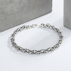 Lovers Simple Thai Silver Punk Anchor Cross Bracelet