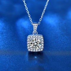 S925 Sterling Silver Moissanite Pendant Necklace - Brilliant Sparkle