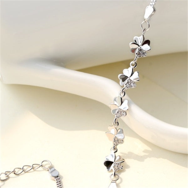 925 Sterling Silver Four-Leaf Clover Bracelet