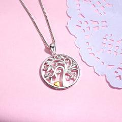 Hollow Out Life Tree Pendant Necklace - 925 Sterling Silver with Micro-Inlaid Zircon