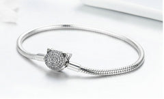 S925 DIY Platinum-Plated Cute Cat Bracelet Base Chain