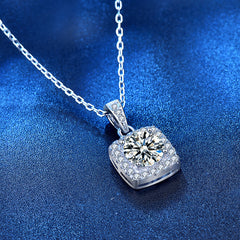 S925 Sterling Silver Moissanite Pendant Necklace - Brilliant Sparkle