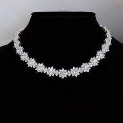 S925 Silver Sunflower Diamond Collarbone Necklace
