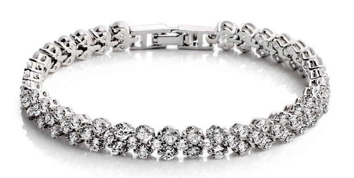 S925 Sterling Silver Diamante Bracelet - Luxe Sparkle