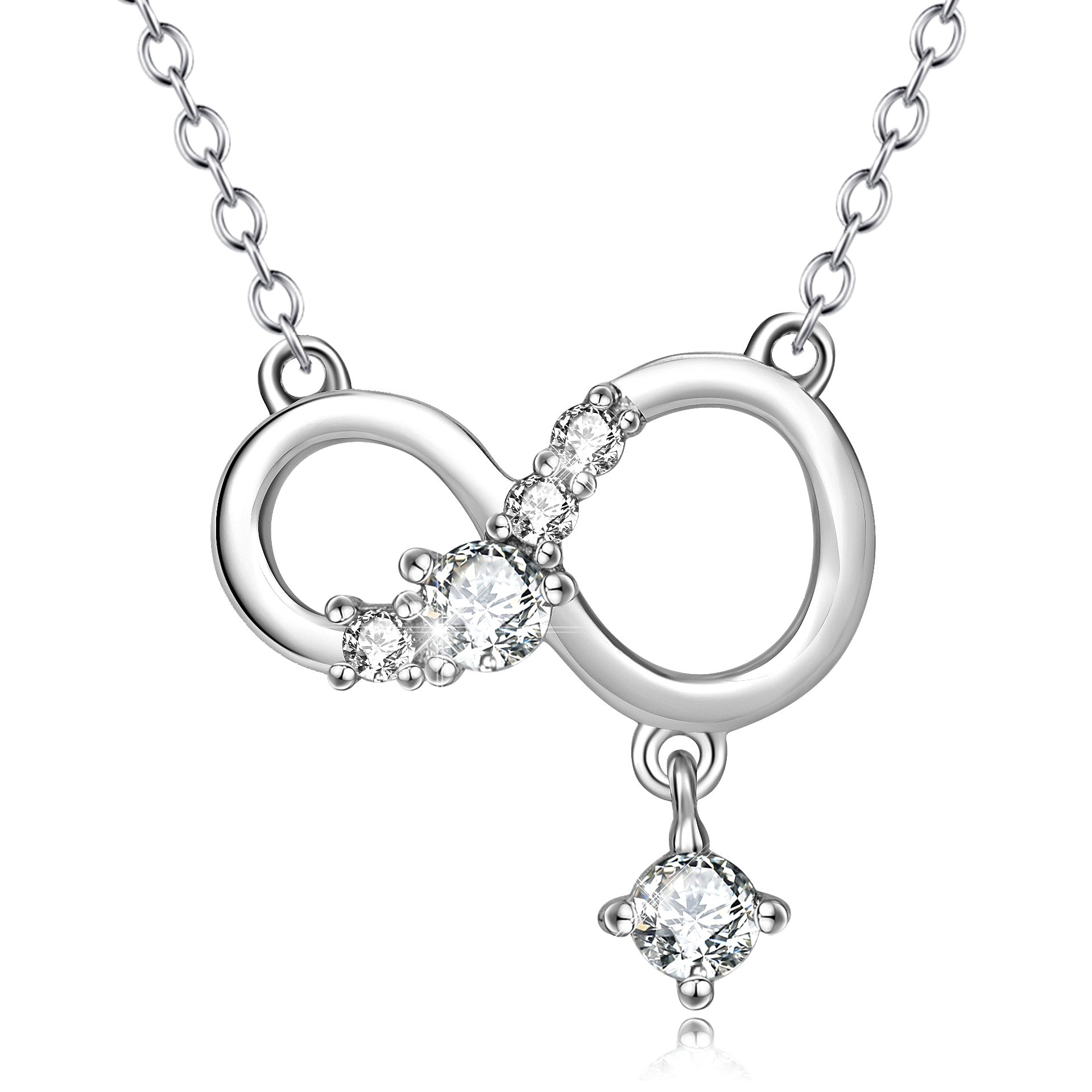 Infinite Love Diamante Pendant Necklace - 925 Sterling Silver