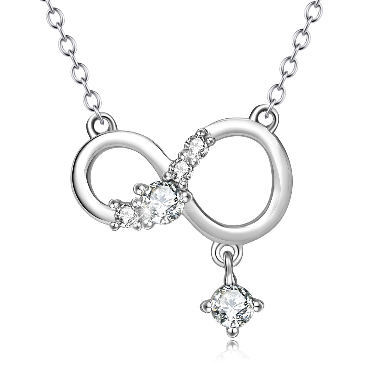 Infinite Love Diamante Pendant Necklace - 925 Sterling Silver