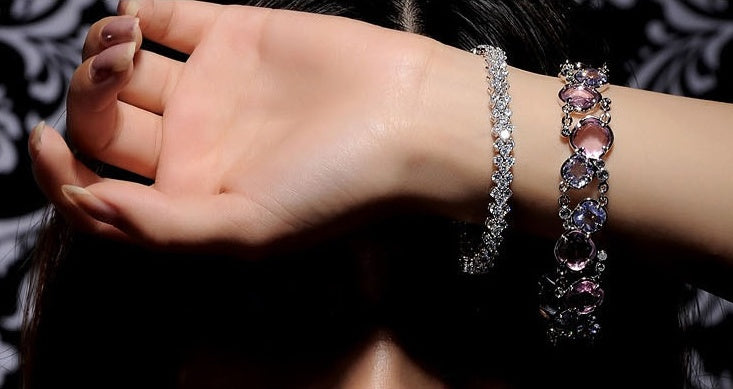 S925 Sterling Silver Diamante Bracelet - Luxe Sparkle