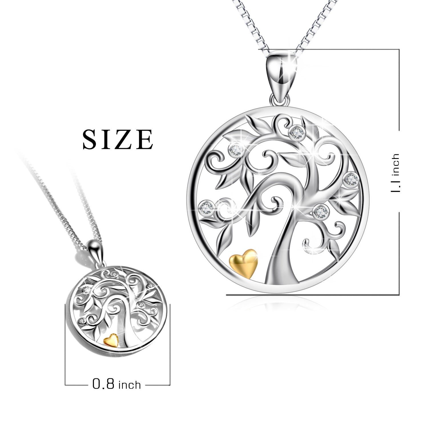 Hollow Out Life Tree Pendant Necklace - 925 Sterling Silver with Micro-Inlaid Zircon