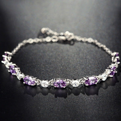 Purple Amethyst Sterling Silver Bracelet