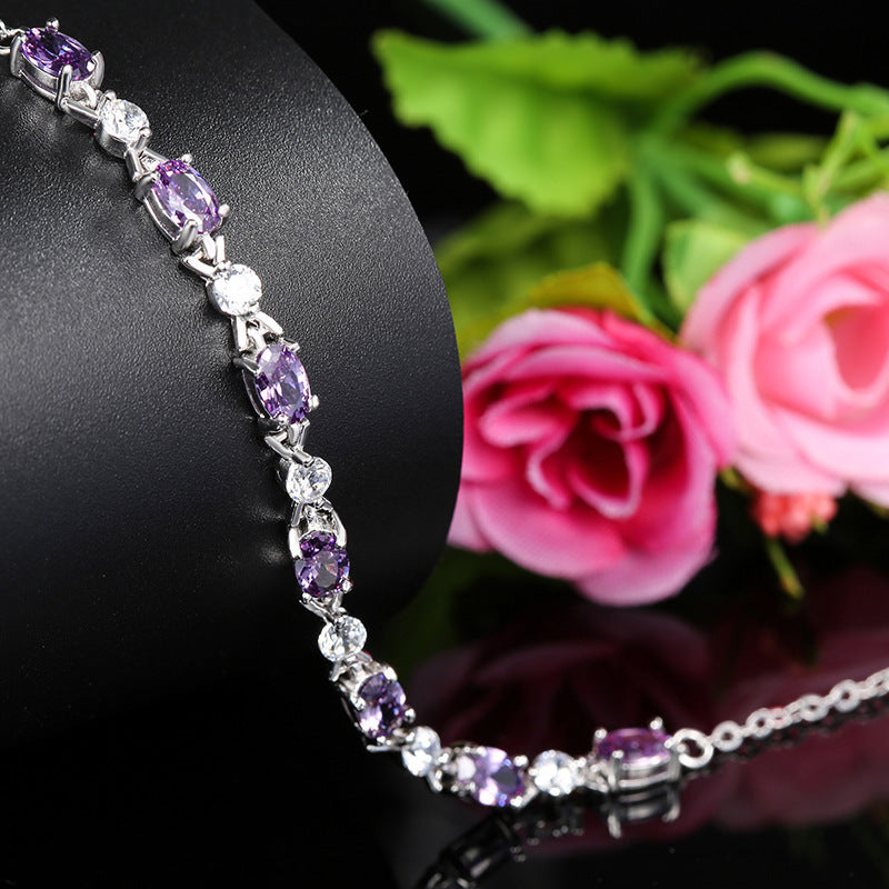 Purple Amethyst Sterling Silver Bracelet