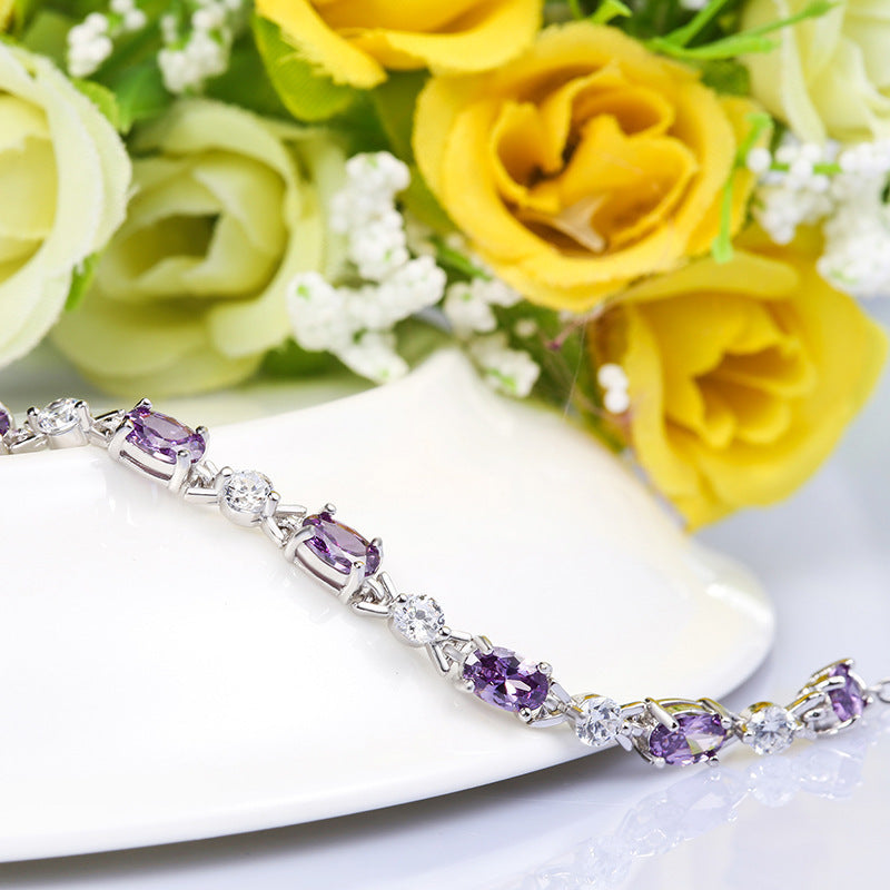 Purple Amethyst Sterling Silver Bracelet