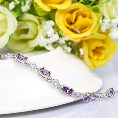 Purple Amethyst Sterling Silver Bracelet