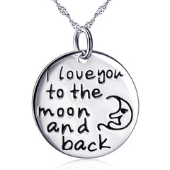“I Love You to the Moon & Back” Pendant Necklace - S925 Sterling Silver