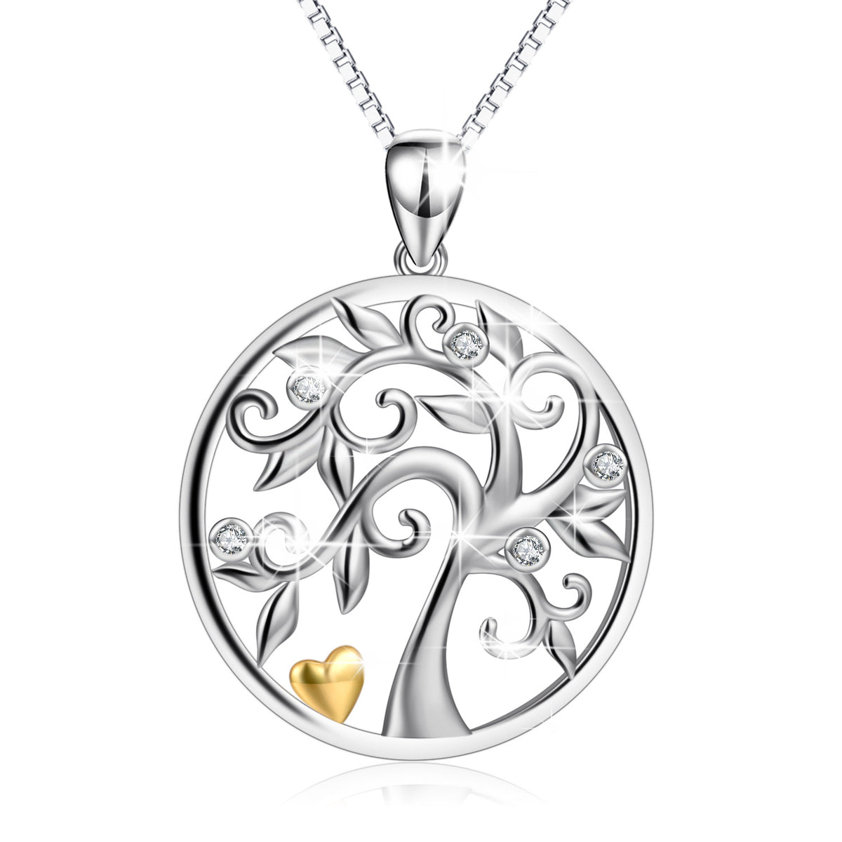Hollow Out Life Tree Pendant Necklace - 925 Sterling Silver with Micro-Inlaid Zircon