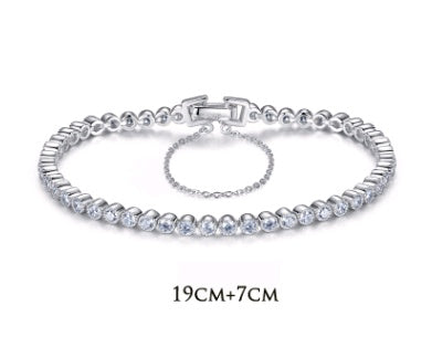 S925 Sterling Silver Bracelet with AAA Zircon