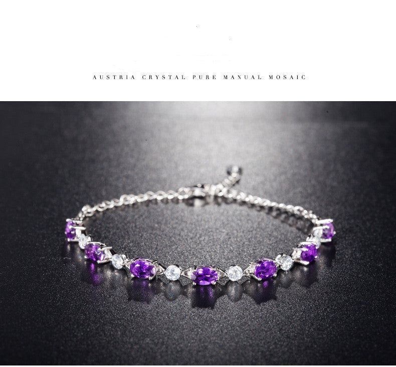Purple Amethyst Sterling Silver Bracelet