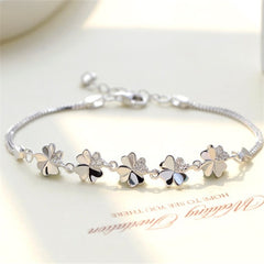 925 Sterling Silver Four-Leaf Clover Bracelet