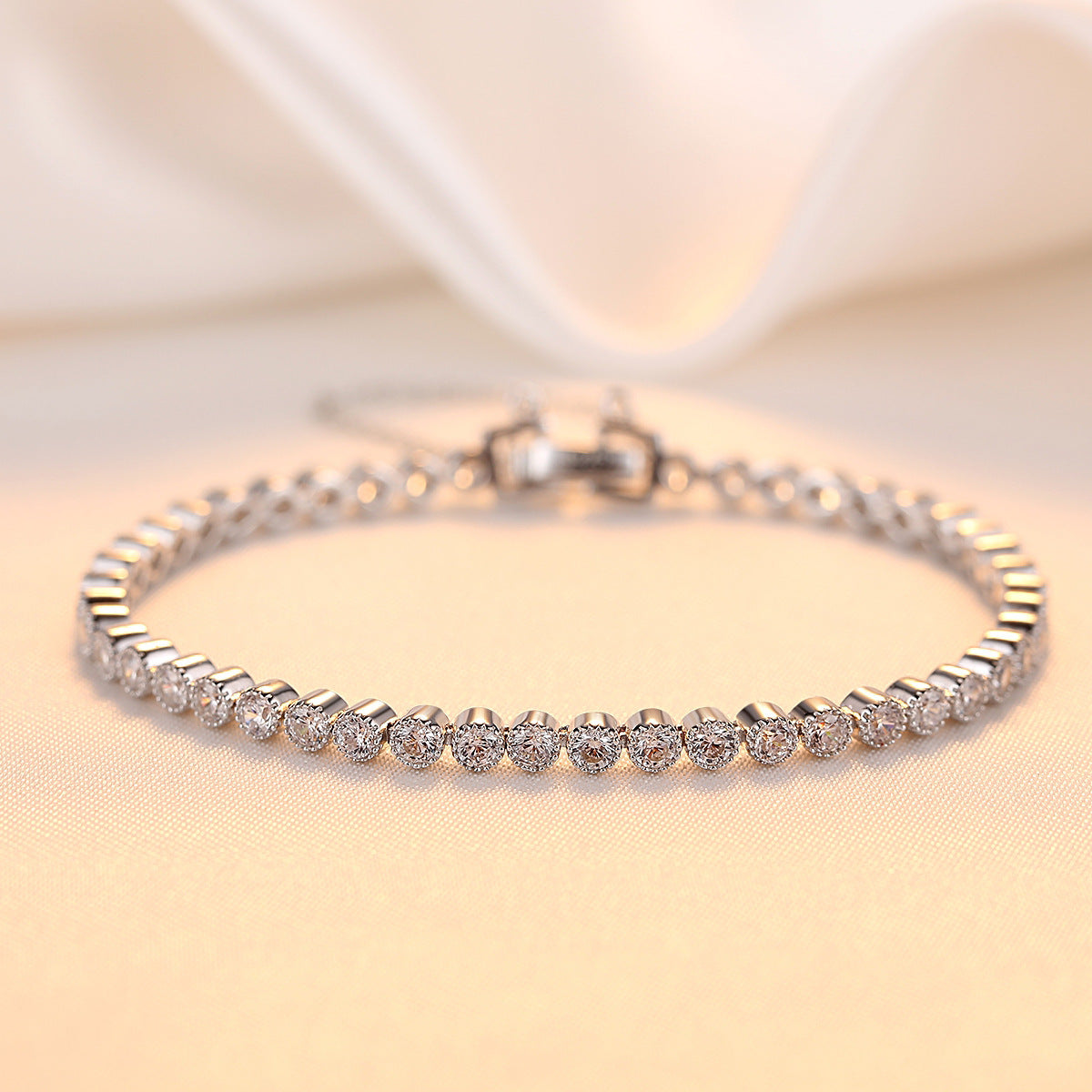 S925 Sterling Silver Bracelet with AAA Zircon