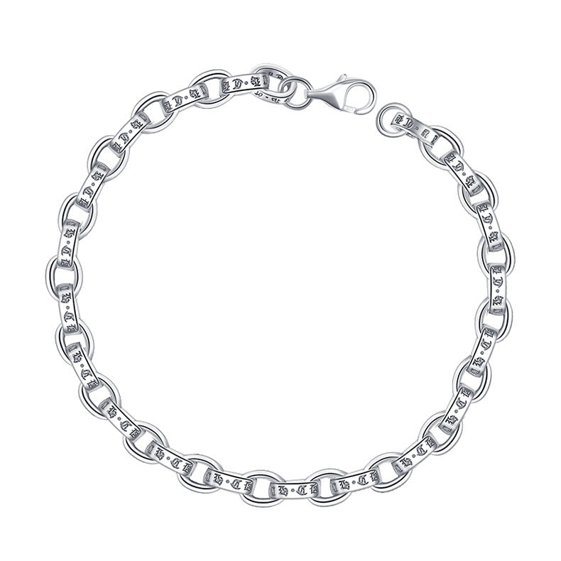 Lovers Simple Thai Silver Punk Anchor Cross Bracelet