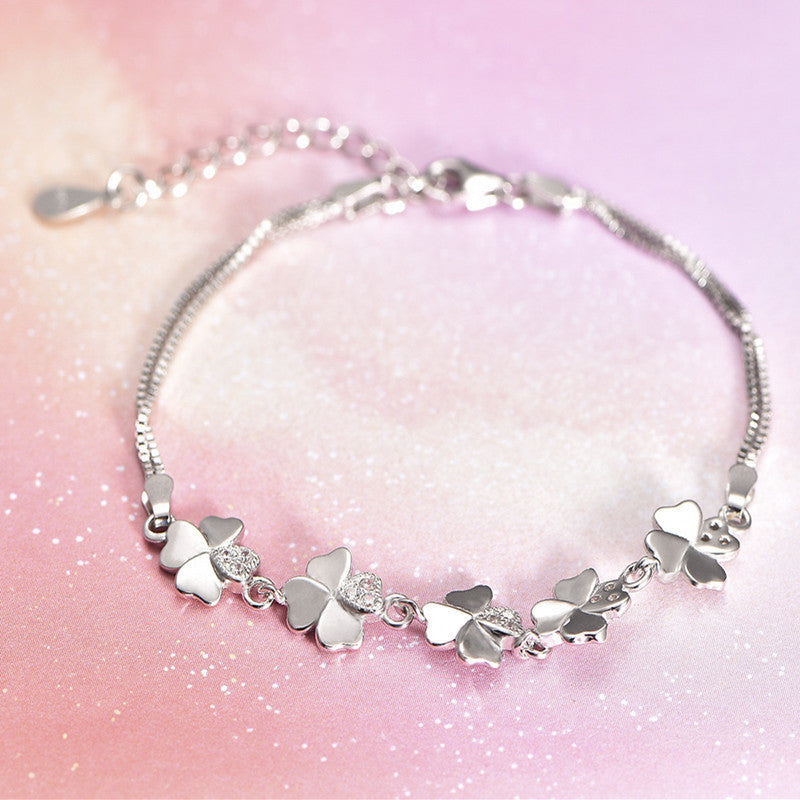 925 Sterling Silver Four-Leaf Clover Bracelet