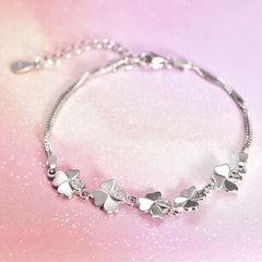 925 Sterling Silver Four-Leaf Clover Bracelet