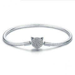 S925 DIY Platinum-Plated Cute Cat Bracelet Base Chain