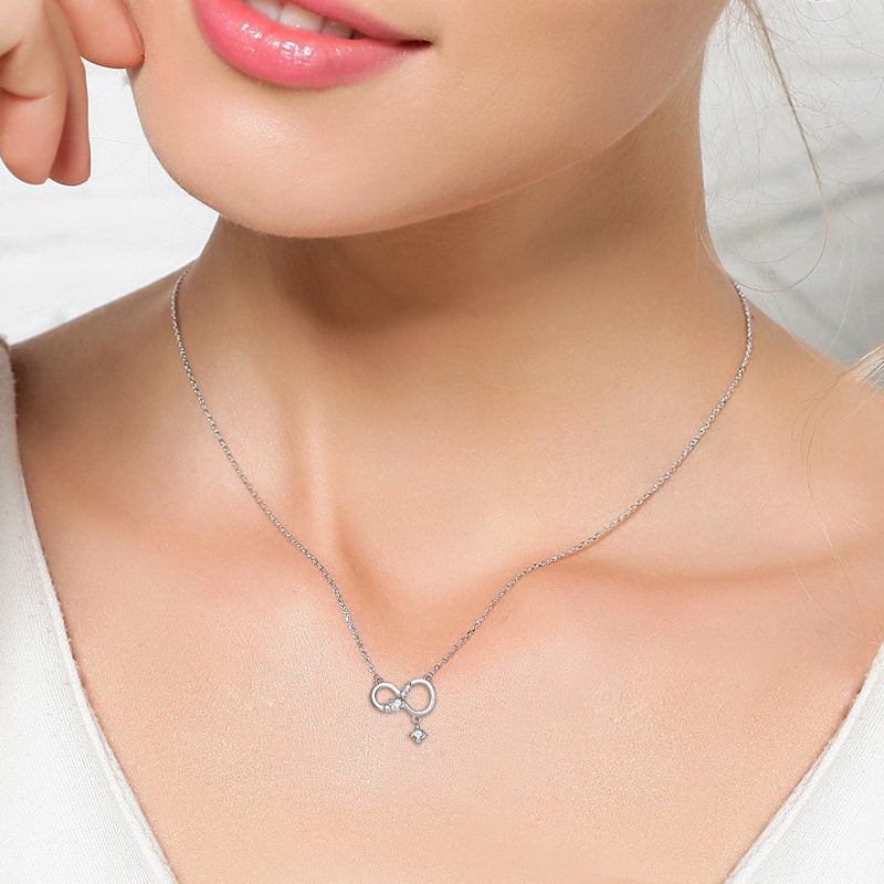Infinite Love Diamante Pendant Necklace - 925 Sterling Silver
