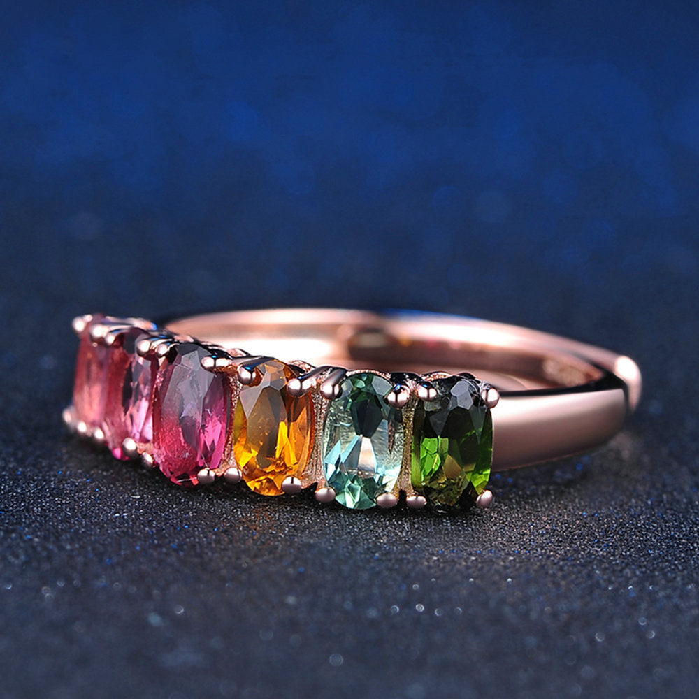Rose Gold Tourmaline Color Ring