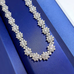 S925 Silver Sunflower Diamond Collarbone Necklace