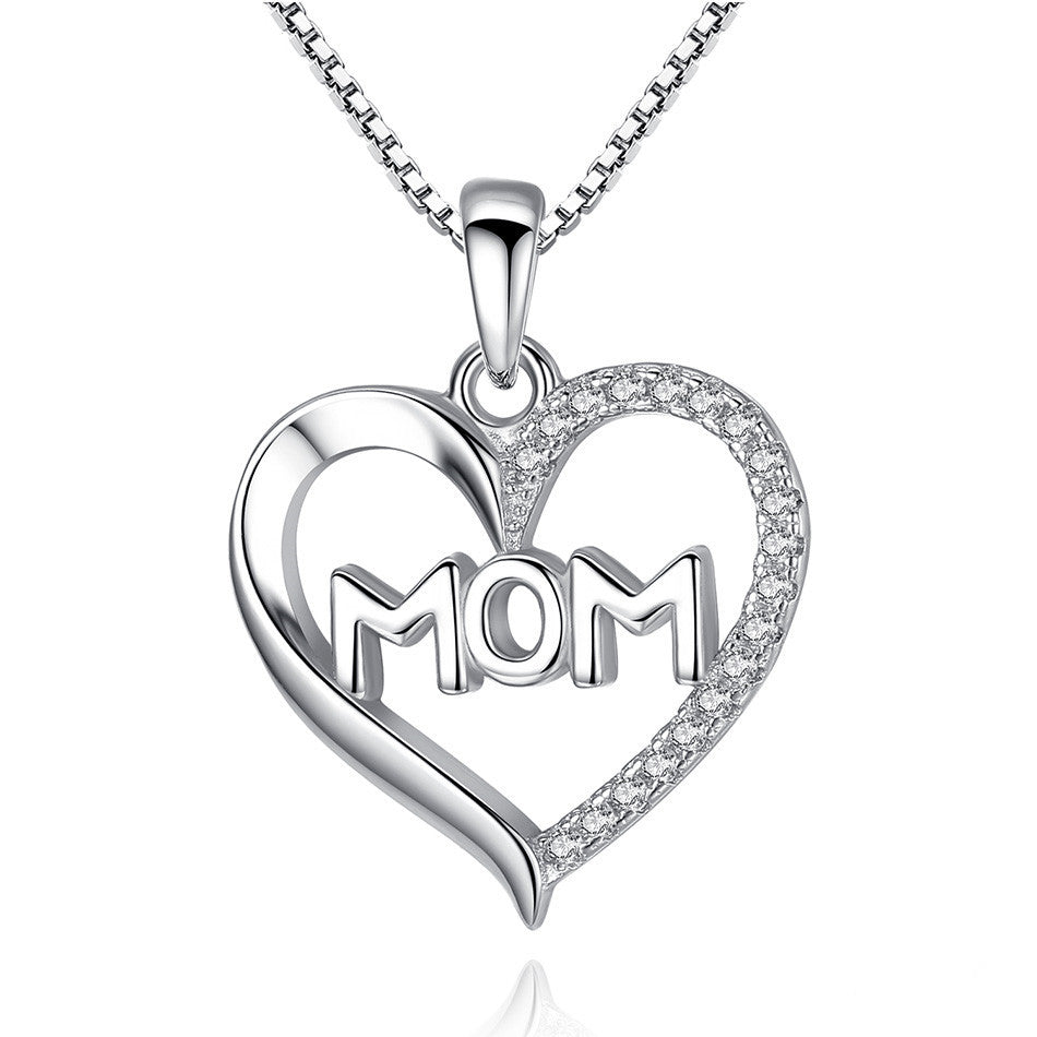 “Mom” Pendant Necklace - 925 Sterling Silver Tribute