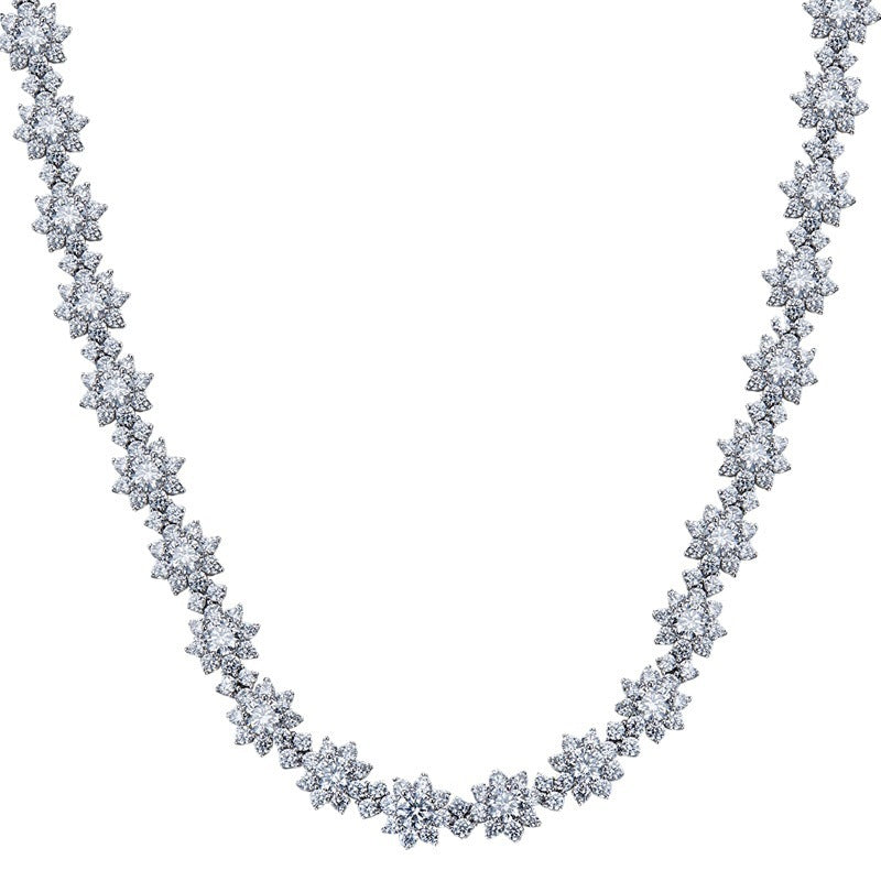 S925 Silver Sunflower Diamond Collarbone Necklace