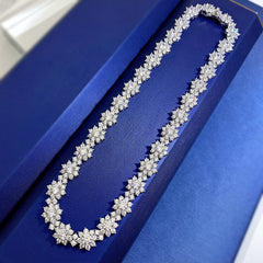 S925 Silver Sunflower Diamond Collarbone Necklace