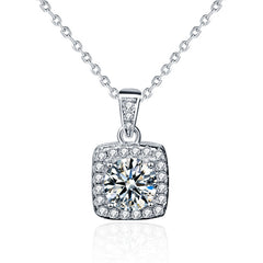 S925 Sterling Silver Moissanite Pendant Necklace - Brilliant Sparkle