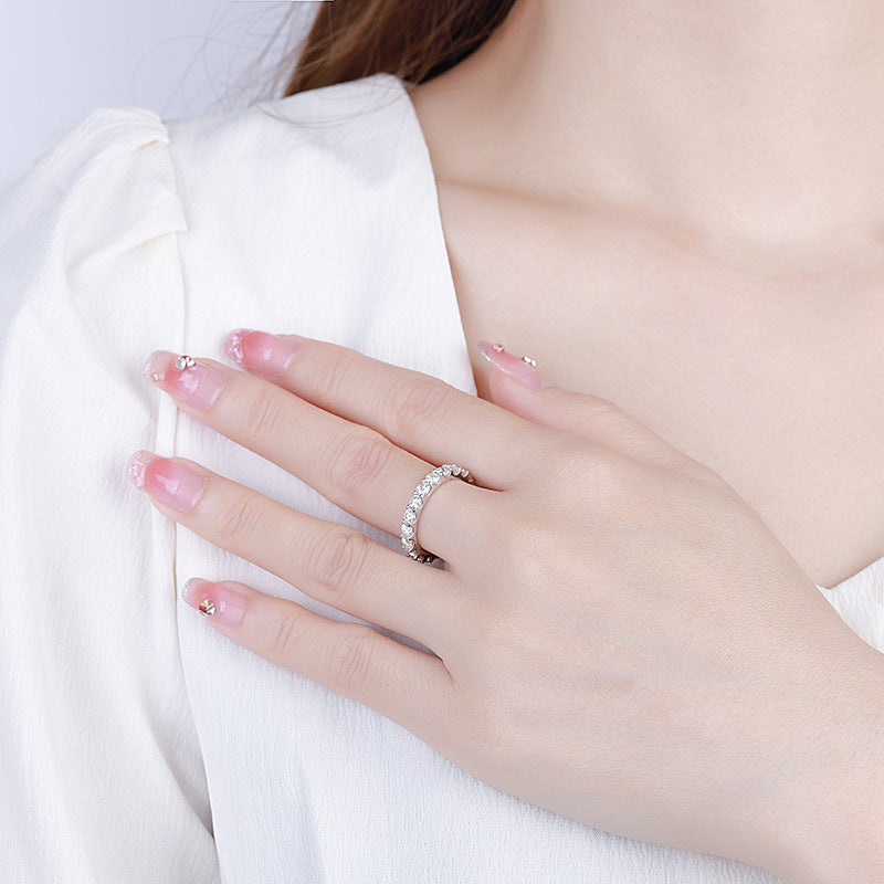 S925 Sterling Silver Moissanite Stackable Ring