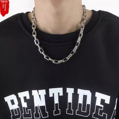 Pure Silver Cuban Splice Necklace - High Street Statement