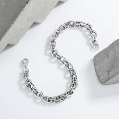 Lovers Simple Thai Silver Punk Anchor Cross Bracelet