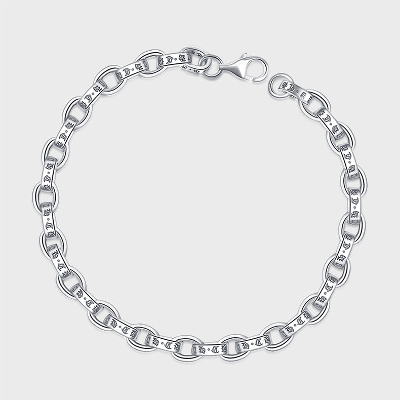 Lovers Simple Thai Silver Punk Anchor Cross Bracelet